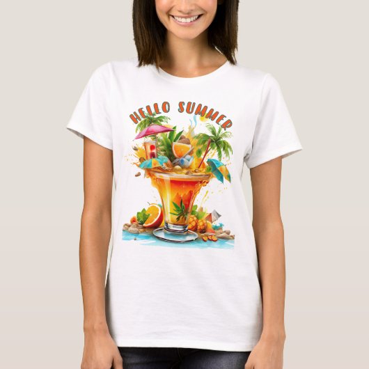 ハローサマートロピカルドリンク Tシャツ (正面)