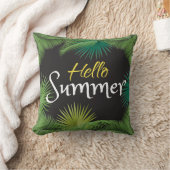 ハローサマートロピカルパームグリーンリーフビーチパーティー クッション (ブランケット)