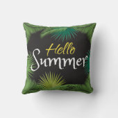 ハローサマートロピカルパームグリーンリーフビーチパーティー クッション (裏面)