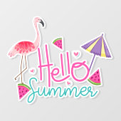 ハローサマートロピカルフラミンゴスイロンパラダイス ウィンドウサイン (シート)