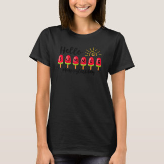 ハローサマーハッピーラストデイスクール先生生 Tシャツ