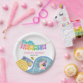 ハローサマーバカラフルナープールパーティー誕生日 ペーパープレート (パーティー)