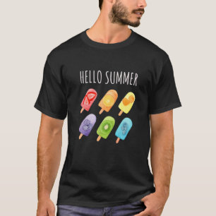 ハローサマーバケーションアイスクリームポプシクル Tシャツ