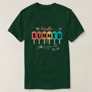 ハローサマーバケーションポプシクル&アイスロリーおもしろいデ Tシャツ