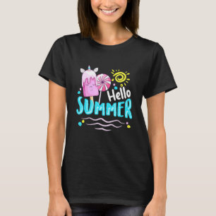 ハローサマーバケーションユニコーンアイスクリームポプシクルI Tシャツ