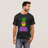 ハローサマーパイナップルサングラスビーチ Tシャツ (正面フル)
