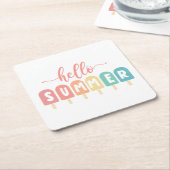 ハローサマーパステルポプシクル スクエアペーパーコースター (アングル)