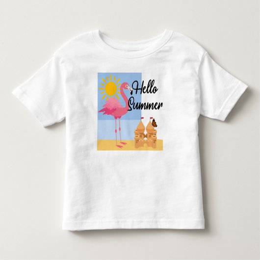 ハローサマーピンクフラミンゴデザイン- Toddler 素晴らし J トドラーTシャツ (正面)