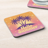 ハローサマーピンクプラスチックコルクコースターセット コースター (左側)