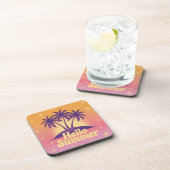 ハローサマーピンクプラスチックコルクコースターセット コースター (右側)