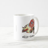 ハローサマーフィッシュサンゴ熱帯海の水色 コーヒーマグカップ (正面右)