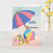 ハローサマーフルオンおもしろいタイム カード (黄色い花)