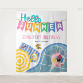 ハローサマープカラフルールパーティーBday背景 タペストリー (正面)