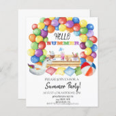 ハローサマープールカラフルパーティー水彩 (正面/裏面)