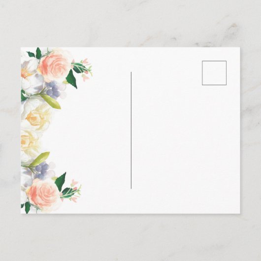 ハローサマーラッシュ花模様ホワイトコーラルピーチガーデン ポストカード (裏面)