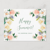 ハローサマーラッシュ花模様ホワイトコーラルピーチガーデン ポストカード (正面)