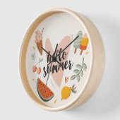 ハローサマー引用文カラフルかわいい子供部屋キッズ 壁時計 (傾斜)