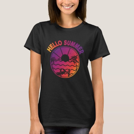 ハローサマー海トロピカルビーチ Tシャツ (正面)