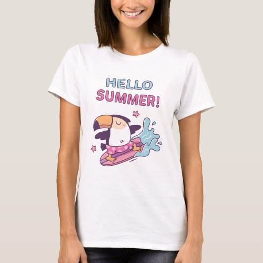 ハローサマー、サーフィントカン、波を起こせ Tシャツ (正面)