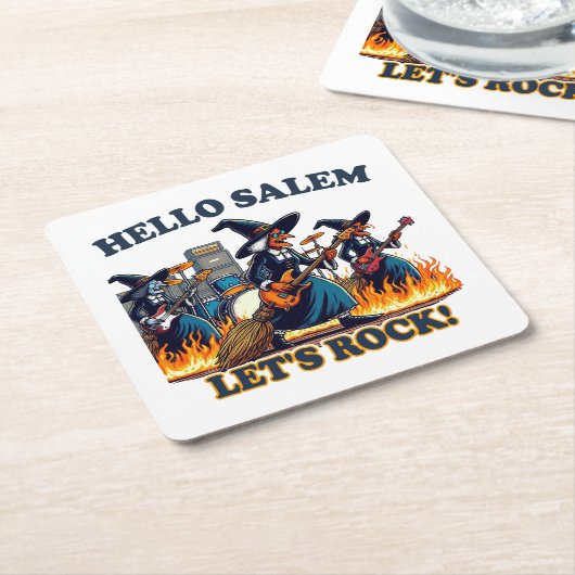 ハローサレムマサチューセッツ魔女ロックバンド スクエアペーパーコースター (アングル)