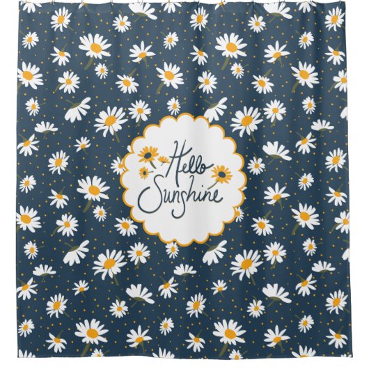 ハローサンシャイクラシックンデイジー花 シャワーカーテン (正面)