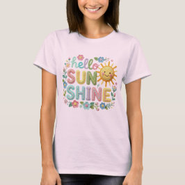 ハローサンシャインのかぎ針編み風フラワー Tシャツ