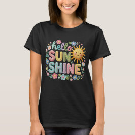 ハローサンシャインのかぎ針編み風フラワー Tシャツ