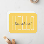 ハローサンシャインイエローハッピーキュートタイポグラフィ ノートカード (正面/裏面インサイチュ)