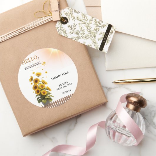 ハローサンシャインサンフラワーガーデンベビーシャワー ラウンドシール (ギフト)