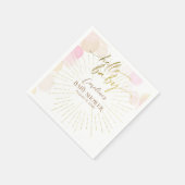 ハローサンシャインボホモダンハッピーベビーガールシャワー スタンダードカクテルナプキン (角)