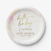 ハローサンシャインボホモダンハッピーベビーガールシャワー ペーパープレート (正面)