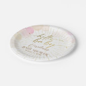 ハローサンシャインボホモダンハッピーベビーガールシャワー ペーパープレート (アングル)