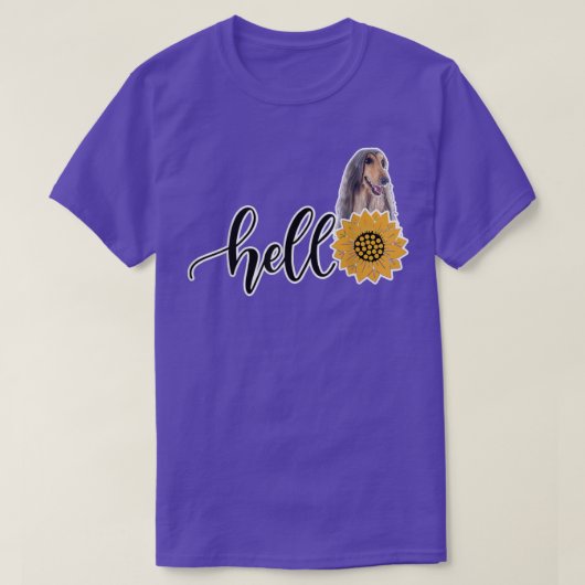 ハローサンフラワーアフガンハウンド Tシャツ (デザイン正面)