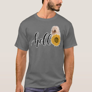 ハローサンフラワーオールドイングリッシュシープドッグ Tシャツ