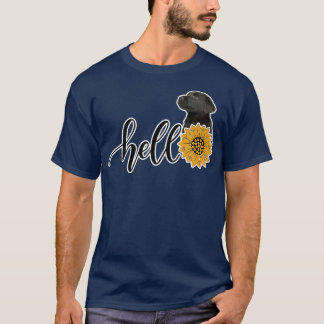 ハローサンフラワーブラックラボパピープレミアム Tシャツ