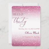 ハローサーティピンクグリッター30th誕生日招待状 招待状 (正面)