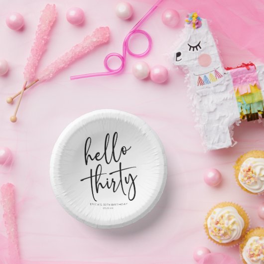 ハローサーティミニマリスト30th誕生日パーティー ペーパーボウル (パーティー)