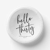 ハローサーティミニマリスト30th誕生日パーティー ペーパーボウル (正面)