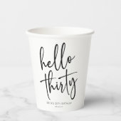 ハローサーティミニマリスト30th誕生日パーティー 紙コップ (正面)