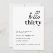 ハローサーティモダンブラック&ホワイト誕生日パーティー 招待状 (正面)