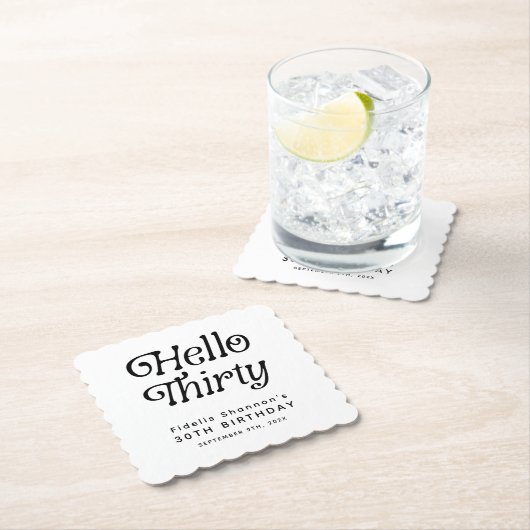 ハローサーティレトロ30歳の誕生日 ペーパーコースター (インサイチュ)