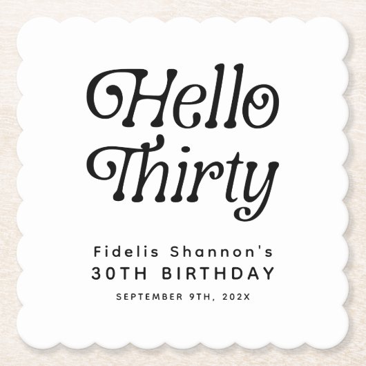 ハローサーティレトロ30歳の誕生日 ペーパーコースター (正面)