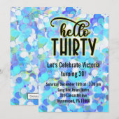 ハローサーティー - ブルー 招待状 (正面/裏面)