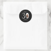 ハローサーティー 白黒 写真入り 30歳の誕生日 ラウンドシール (バッグ)