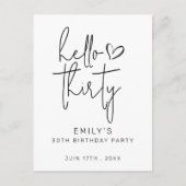 ハローサーティ バースデー ミニマル ブラック ホワイト モダン ポストカード (正面)