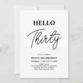 ハローサーティ |ブラック&ホワイト30th誕生日パーティー 招待状 (正面)