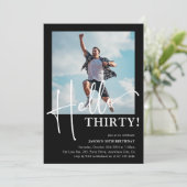 ハローサーティ！ ミニマルな30歳の誕生日パーティー 招待状 (スタンド正面)