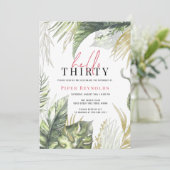 ハローサーティ｜モダンピンクスクリプトトロピカル３０th 招待状 (スタンド正面)