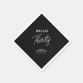 ハローサーティ |黒モダンい30th誕生日パーティー スタンダードカクテルナプキン (角)