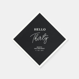 ハローサーティ |黒モダンい30th誕生日パーティー スタンダードカクテルナプキン